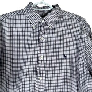 Ralph Lauren Pink Plaid Shirt Mens Long Sleeve Button Down Size 34/35 Preppy